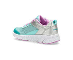 Saucony Big Kid's Wind Lace Sneaker Turq/silver | Kids Running