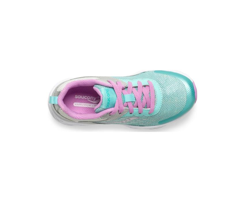 Saucony Big Kid's Wind Lace Sneaker Turq/silver | Kids Running
