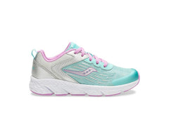 Saucony Big Kid's Wind Lace Sneaker Turq/silver | Kids Running
