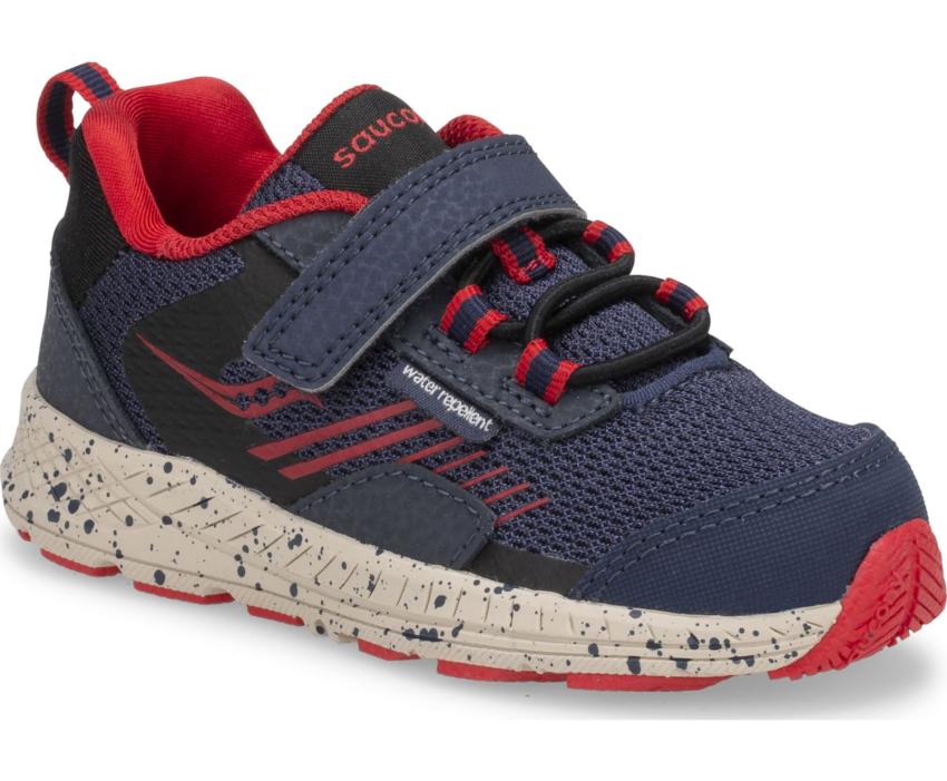 Saucony Big Kid's Wind Shield A/C Jr. Sneaker Navy / Red | Kids Running