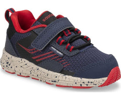 Saucony Big Kid's Wind Shield A/C Jr. Sneaker Navy / Red | Kids Running