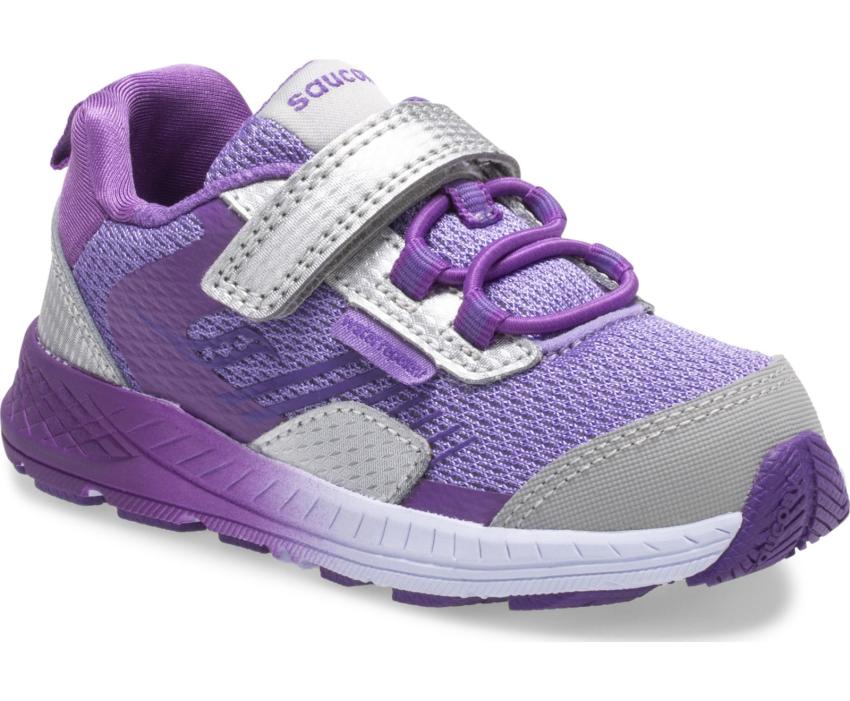Saucony Big Kid's Wind Shield A/C Jr. Sneaker Silver / Purple | Kids Running