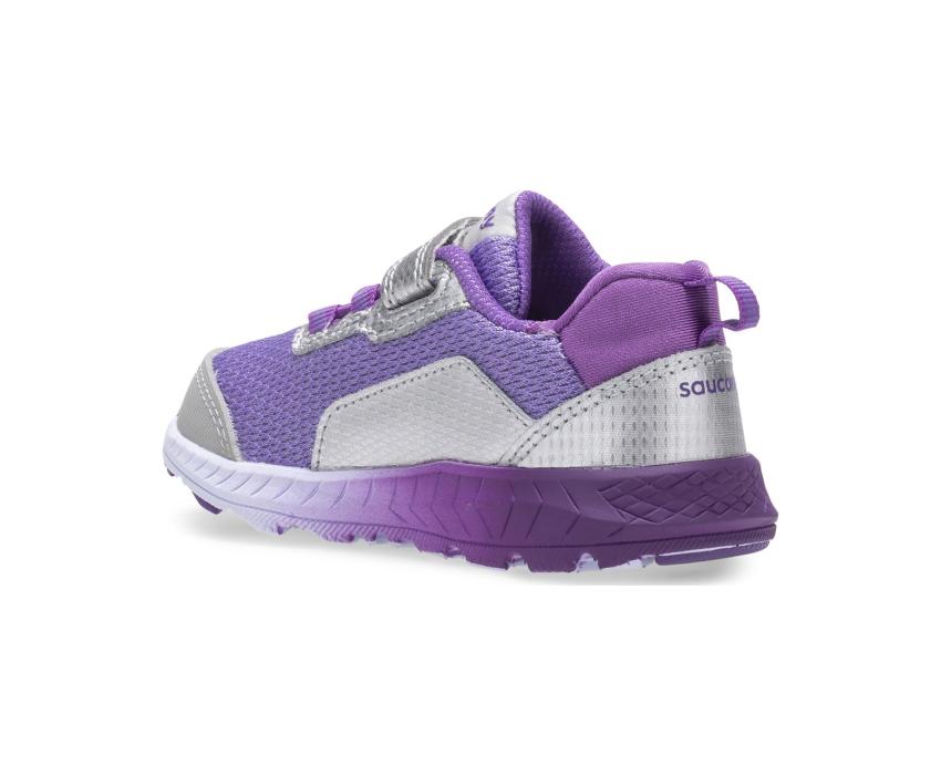 Saucony Big Kid's Wind Shield A/C Jr. Sneaker Silver / Purple | Kids Running