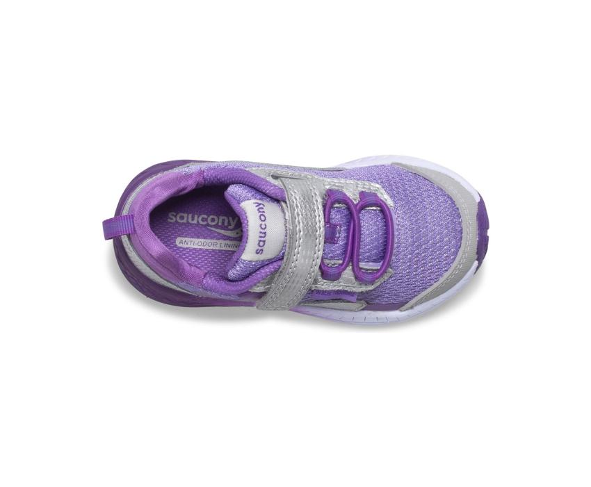 Saucony Big Kid's Wind Shield A/C Jr. Sneaker Silver / Purple | Kids Running