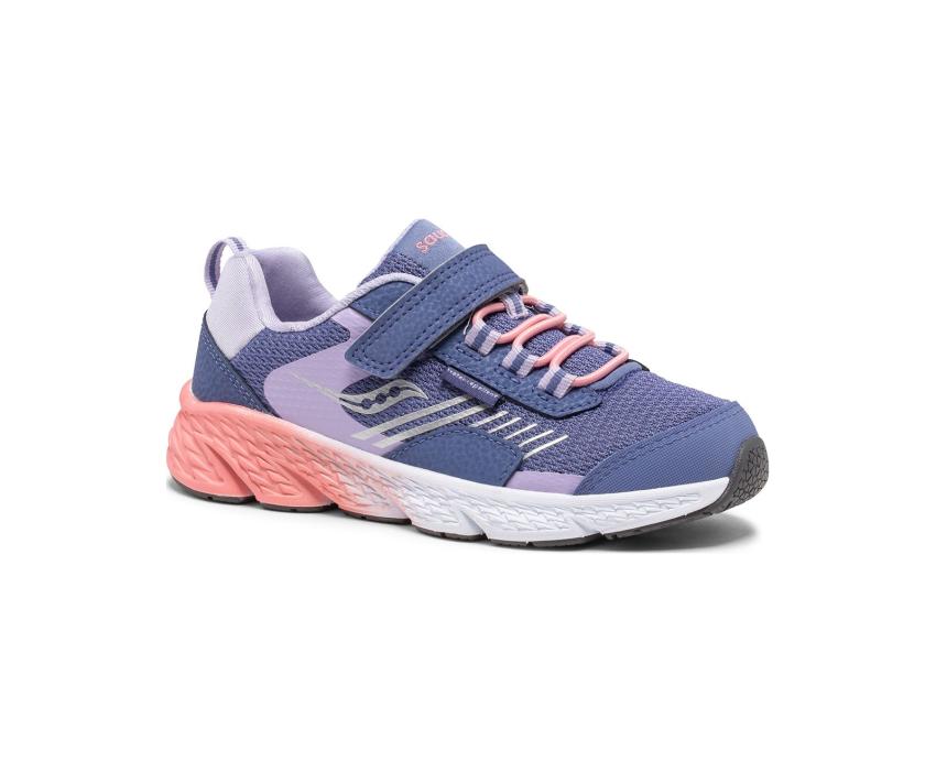 Saucony Big Kid's Wind Shield A/C Sneaker Blue / Lavender / Coral | Kids Running