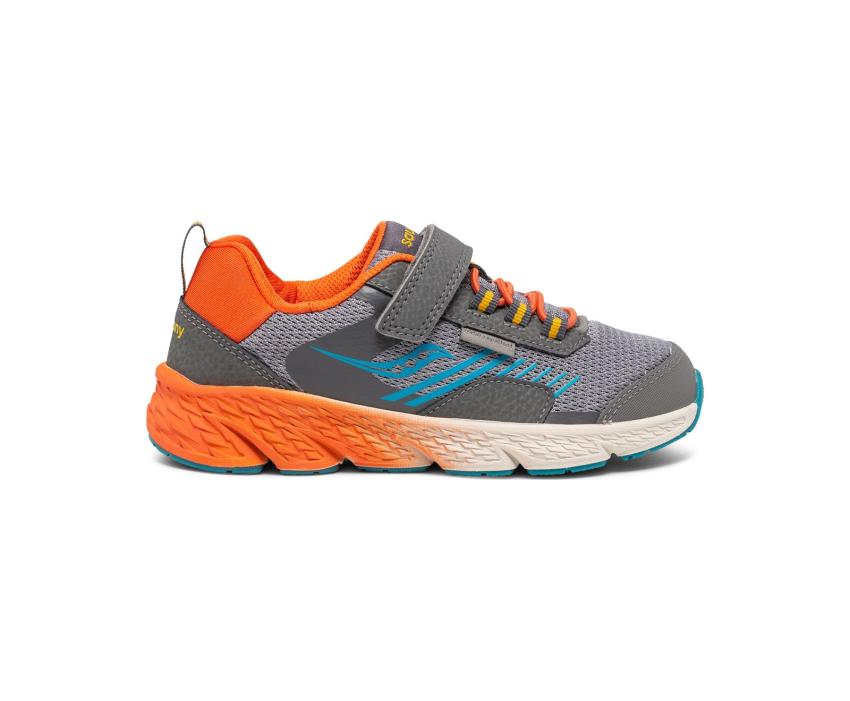 Saucony Big Kid's Wind Shield A/C Sneaker Grey / Orange / Blue | Kids Running