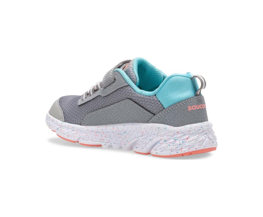 Saucony Big Kid's Wind Shield A/C Sneaker Grey / Turq | Kids Running