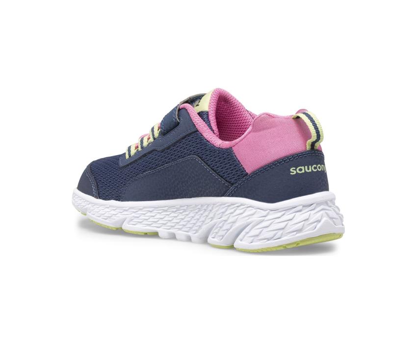 Saucony Big Kid's Wind Shield A/C Sneaker Navy / Green / Pink | Kids Running