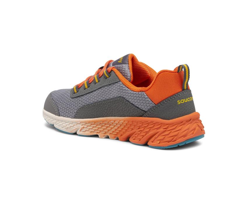 Saucony Big Kid's Wind Shield Sneaker Grey / Orange / Blue | Kids Running