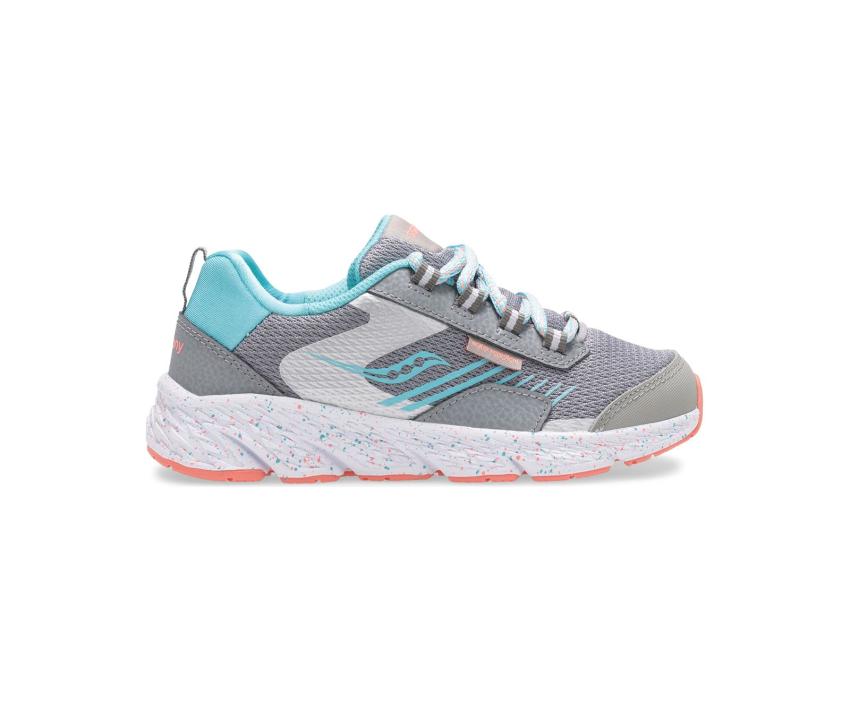 Saucony Big Kid's Wind Shield Sneaker Grey / Turq | Kids Running