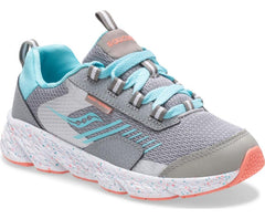 Saucony Big Kid's Wind Shield Sneaker Grey / Turq | Kids Running