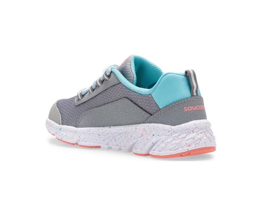 Saucony Big Kid's Wind Shield Sneaker Grey / Turq | Kids Running