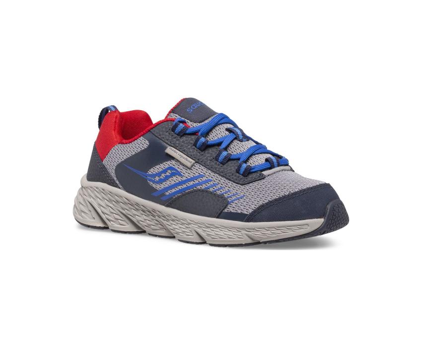 Saucony Big Kid's Wind Shield Sneaker Navy / Grey / Red | Kids Running
