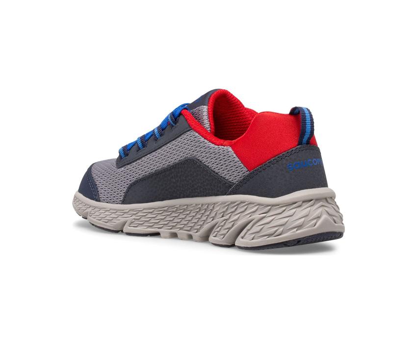 Saucony Big Kid's Wind Shield Sneaker Navy / Grey / Red | Kids Running