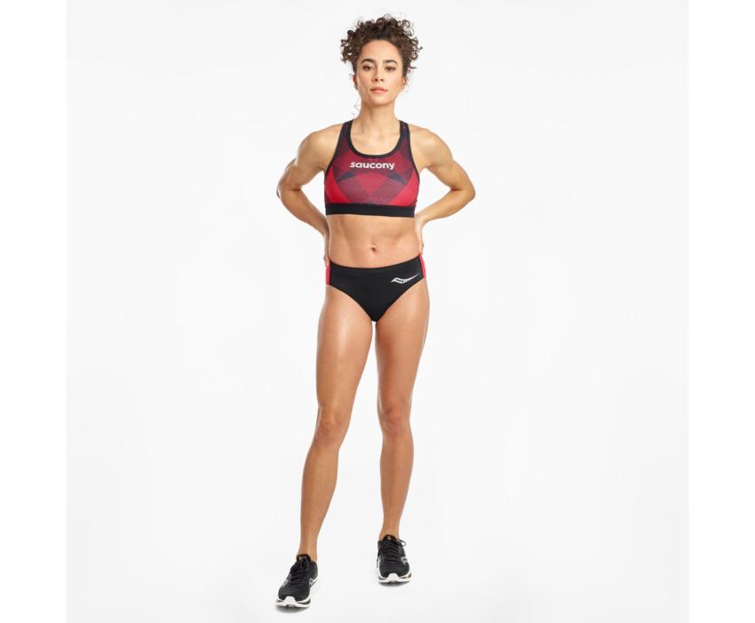 Saucony Elite Bra Top Black / Red | Women Tops