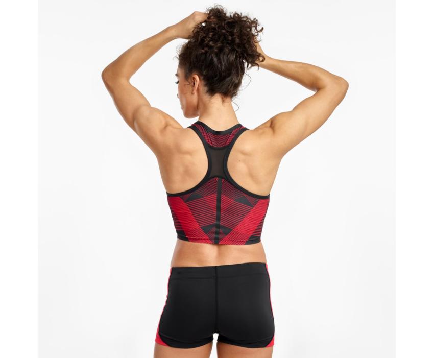 Saucony Elite Crop Top Black / Red | Women Tops