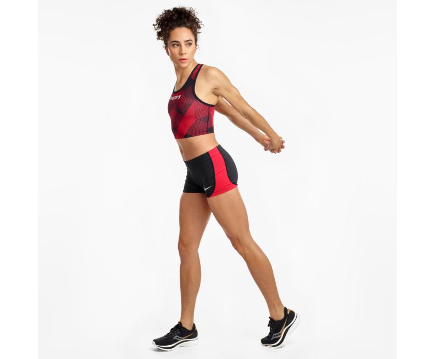 Saucony Elite Crop Top Black / Red | Women Tops