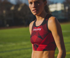 Saucony Elite Crop Top Black / Red | Women Tops