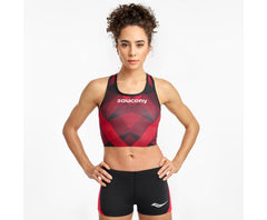 Saucony Elite Crop Top Black / Red | Women Tops