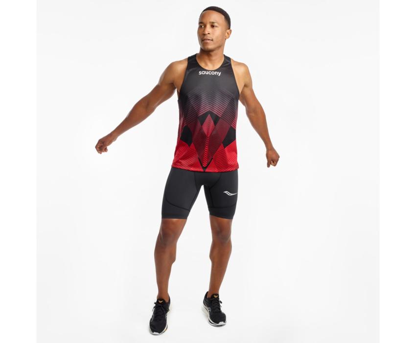 Saucony Elite Singlet Black / Red | Men Tops