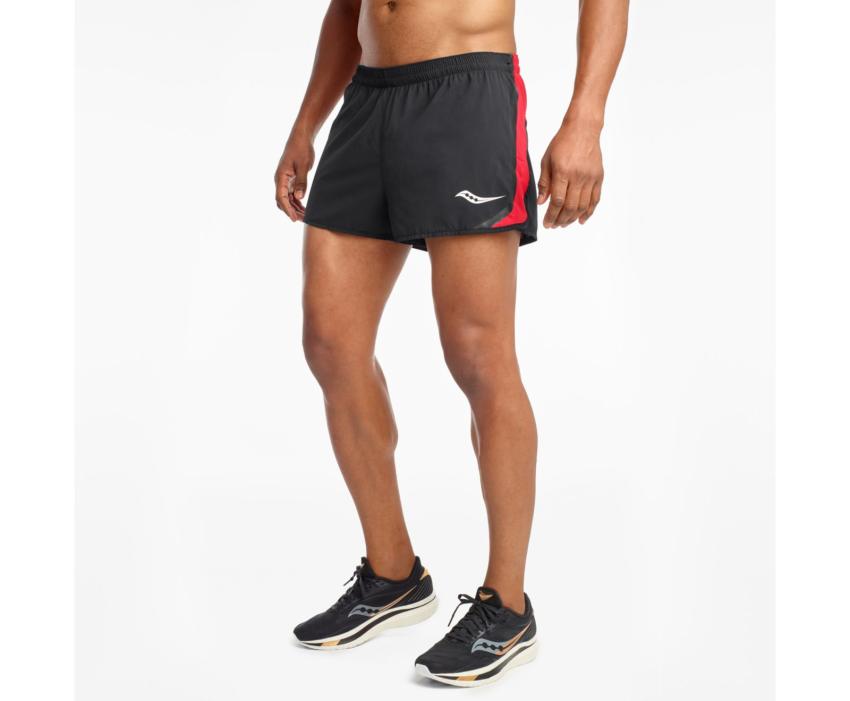 Saucony Elite Split Short Black / Red | Men Bottoms