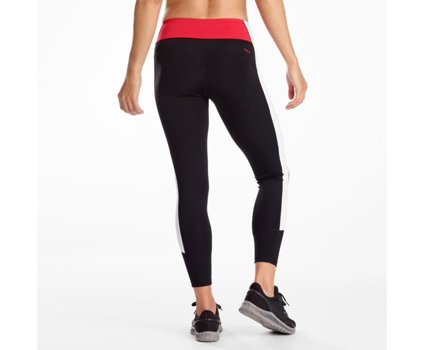 Saucony Fortify 7/8 Tight Black / White / Red | Women Bottoms