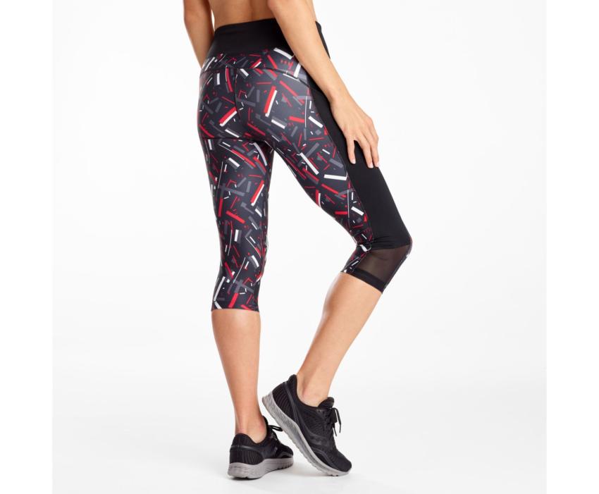 Saucony Fortify Capri Black Print | Women Bottoms