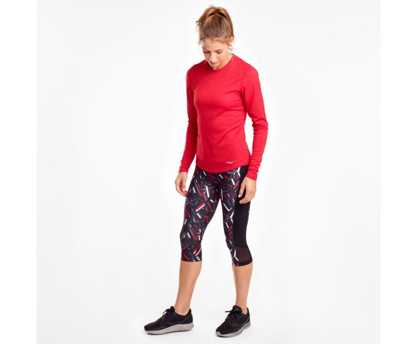Saucony Fortify Capri Black Print | Women Bottoms