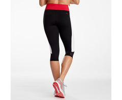 Saucony Fortify Capri Black / White / Red | Women Bottoms