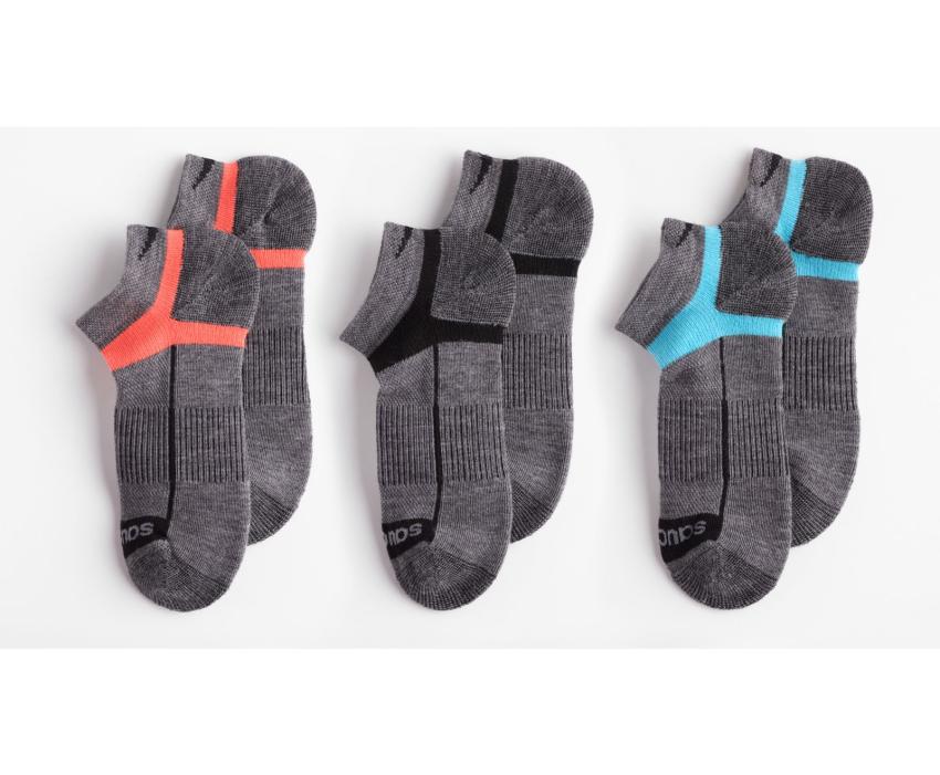 Saucony Inferno Merino Wool Blend Low Cut 3-Pack Sock Grey Assorted | Men/Women Socks