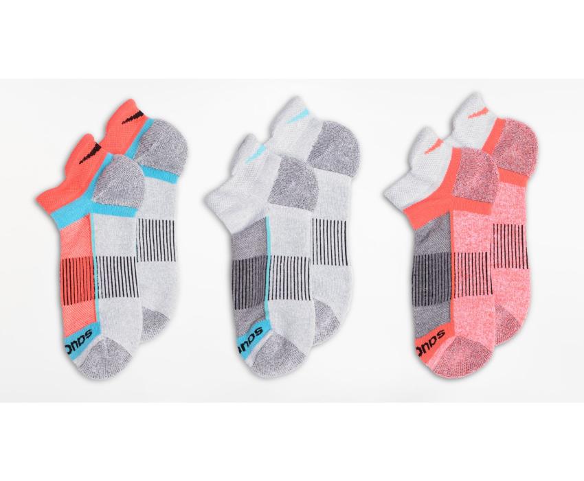 Saucony Inferno No Show Tab 3-Pack Socks Grey Heather | Men/Women Socks