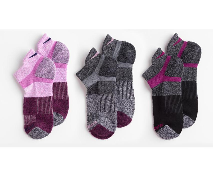Saucony Inferno No Show Tab 3-Pack Socks Pink Assorted | Men/Women Socks