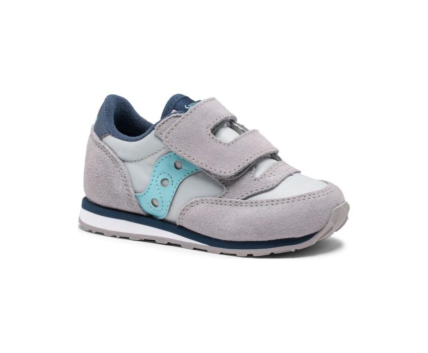 Saucony Little Kid's Baby Jazz Hook &amp; Loop Sneaker Grey / Light Blue | Kids Running