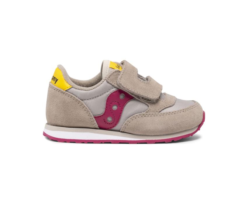 Saucony Little Kid's Baby Jazz Hook &amp; Loop Sneaker Taupe / Burgundy | Kids Running