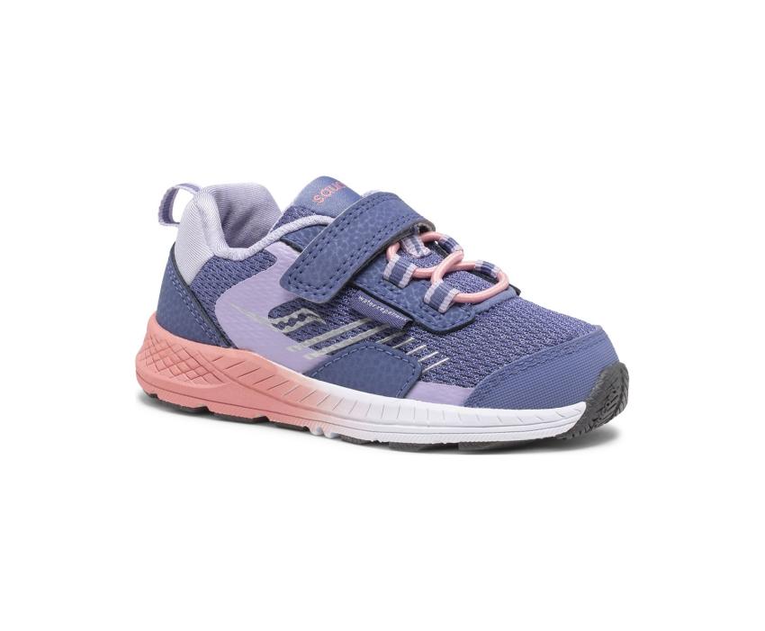 Saucony Little Kid's Wind Shield A/C Jr. Sneaker Blue / Lavender / Coral | Kids Running