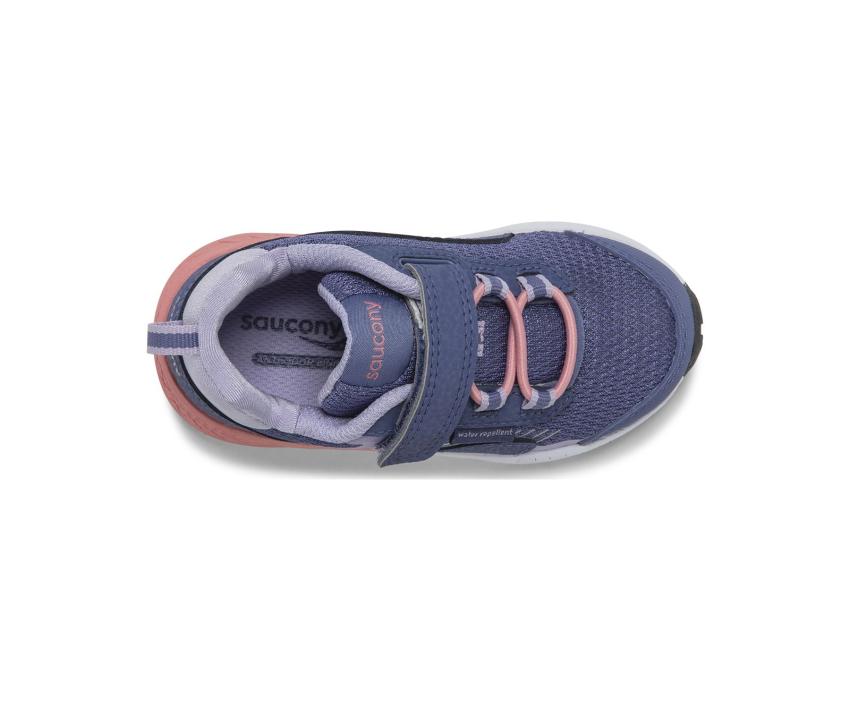 Saucony Little Kid's Wind Shield A/C Jr. Sneaker Blue / Lavender / Coral | Kids Running