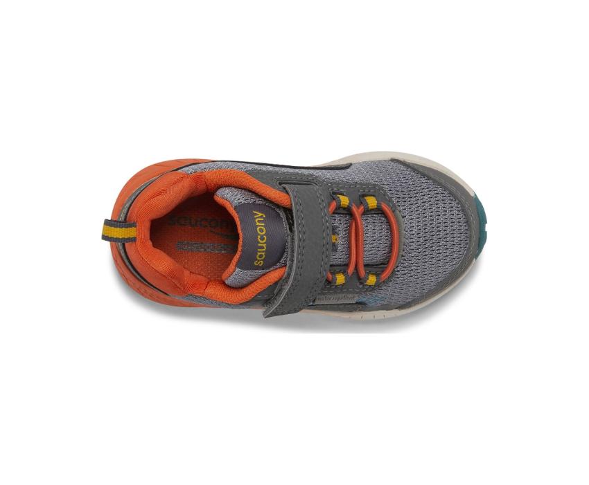 Saucony Little Kid's Wind Shield A/C Jr. Sneaker Grey / Orange / Blue | Kids Running