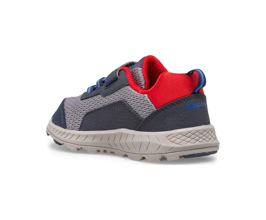 Saucony Little Kid's Wind Shield A/C Jr. Sneaker Navy / Grey / Red | Kids Running