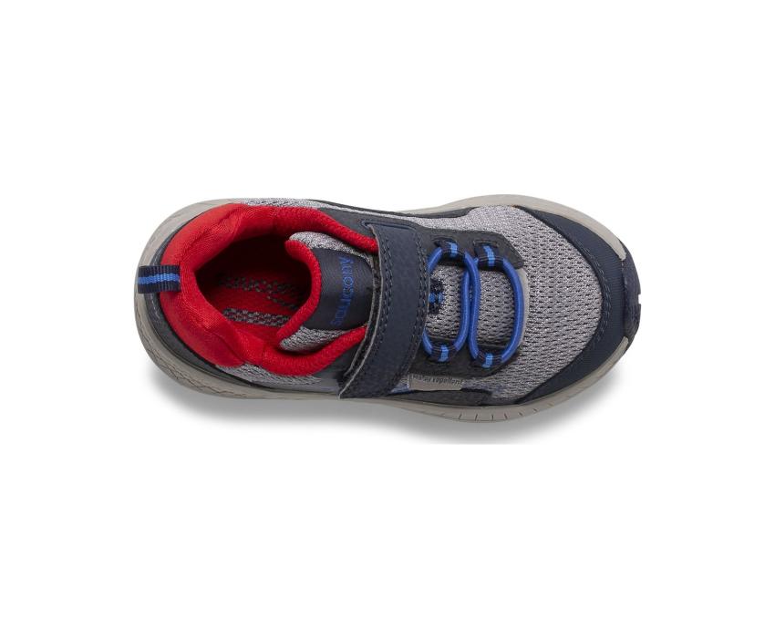 Saucony Little Kid's Wind Shield A/C Jr. Sneaker Navy / Grey / Red | Kids Running