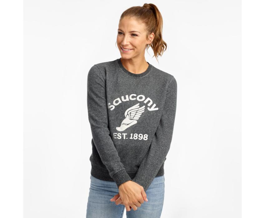 Saucony Logowear Sweatshirt Black Heather | Women Tops