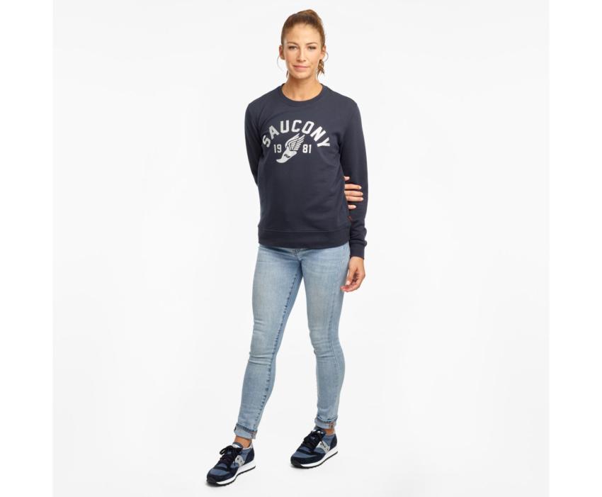 Saucony Logowear Sweatshirt Dark Navy | Women Tops