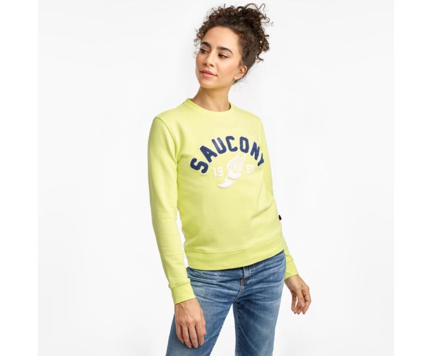 Saucony Logowear Sweatshirt Sunny Lime | Women Tops