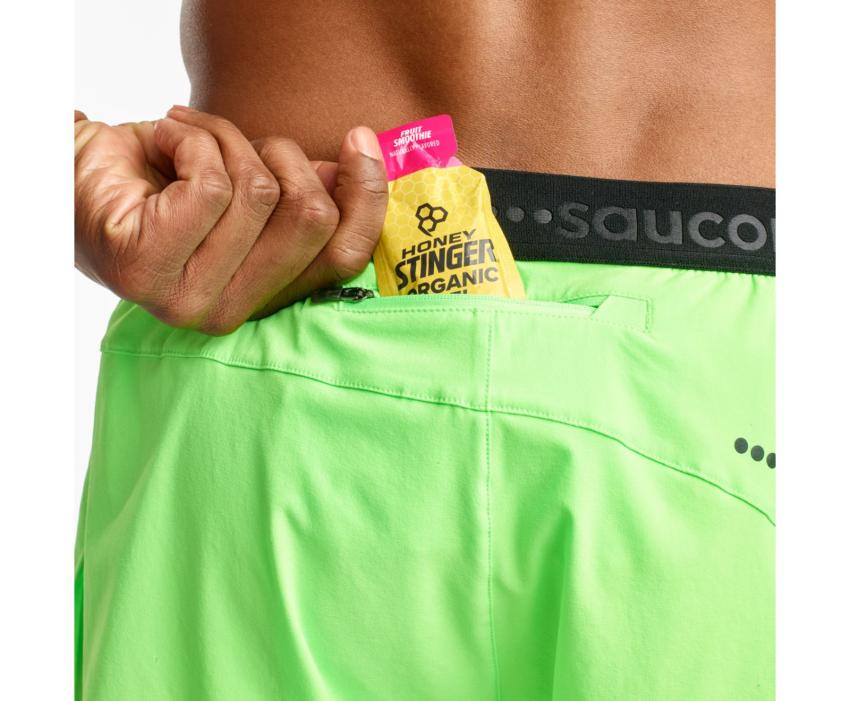 Saucony Outpace 2.5" Split Short Vizipro Slime | Men Bottoms