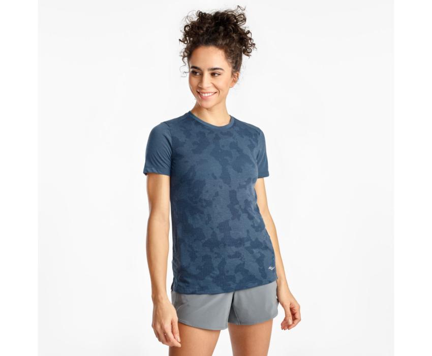 Saucony Ramble Short Sleeve Ensign Blue | Women Tops