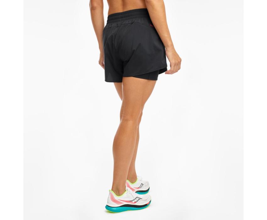 Saucony Rerun 4" 2-1 Short Black | Women Bottoms