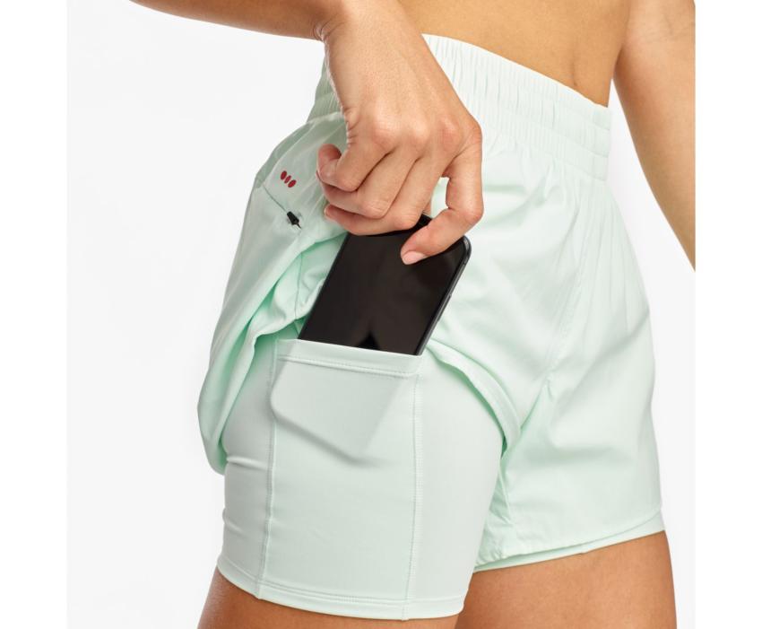 Saucony Rerun 4" 2-1 Short Opal Blue | Women Bottoms