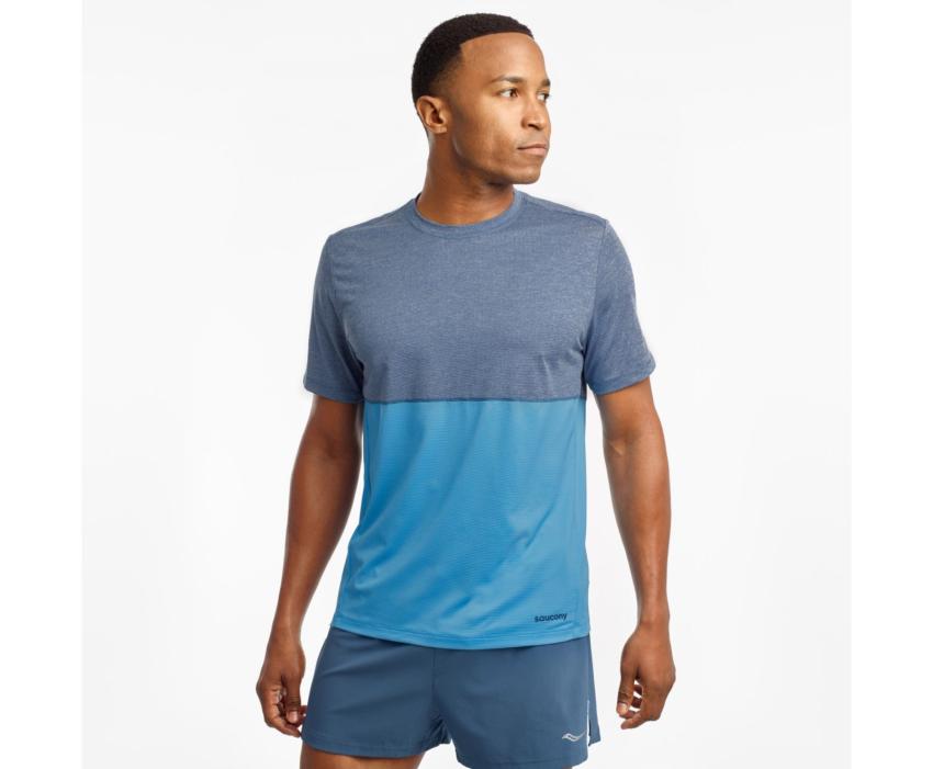 Saucony Rerun Short Sleeve Bonnie Blue | Men Tops