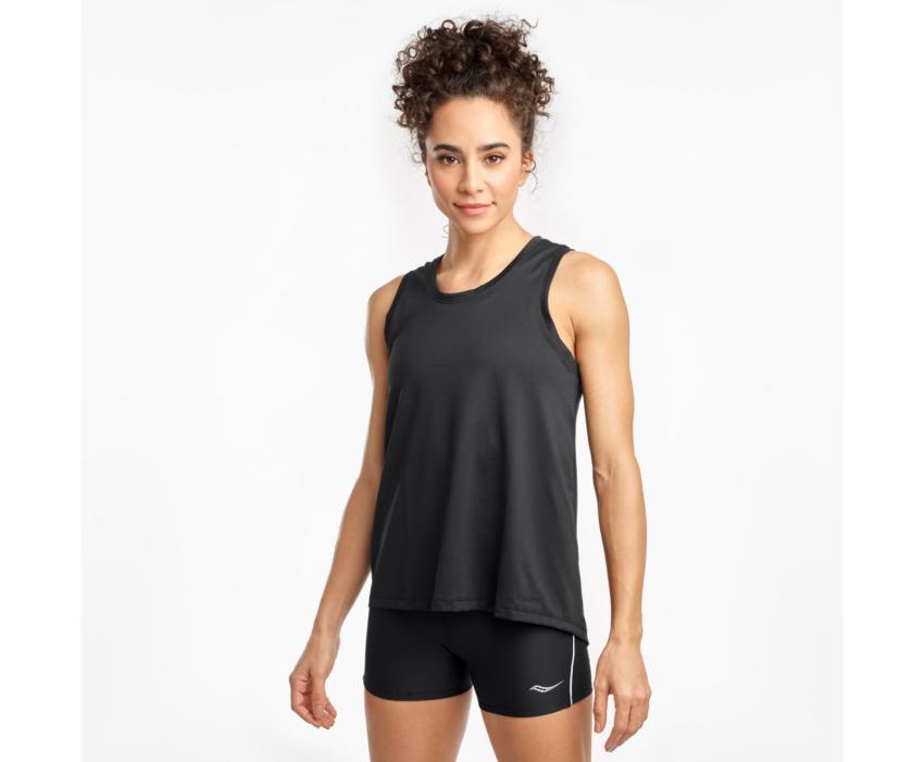 Saucony Rerun Tank Black | Women Tops