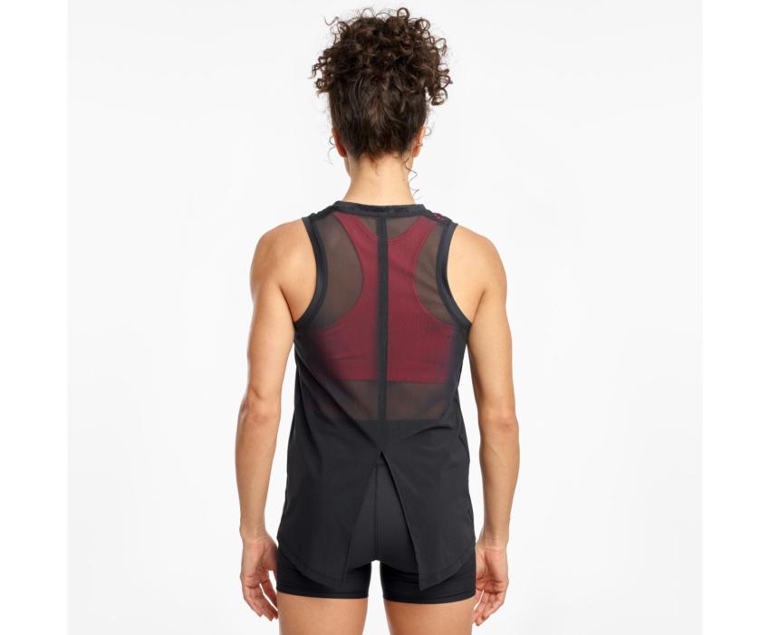 Saucony Rerun Tank Black | Women Tops