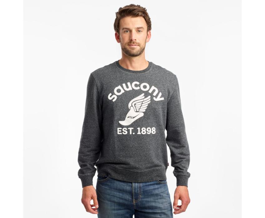 Saucony Rested Crewneck Black Heather | Men Tops